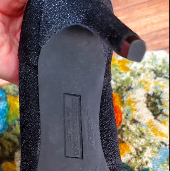 Christian Siriano black sparkle strap heel - Picture 2 of 3